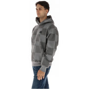 Grauer Vans Herren-Hoodie aus Baumwollmischgewebe mit Karomuster und schwarzem Logo auf der Brust für lässige Anlässe