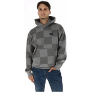 Grauer Vans Herren-Hoodie aus Baumwollmischgewebe mit Karomuster und schwarzem Logo auf der Brust