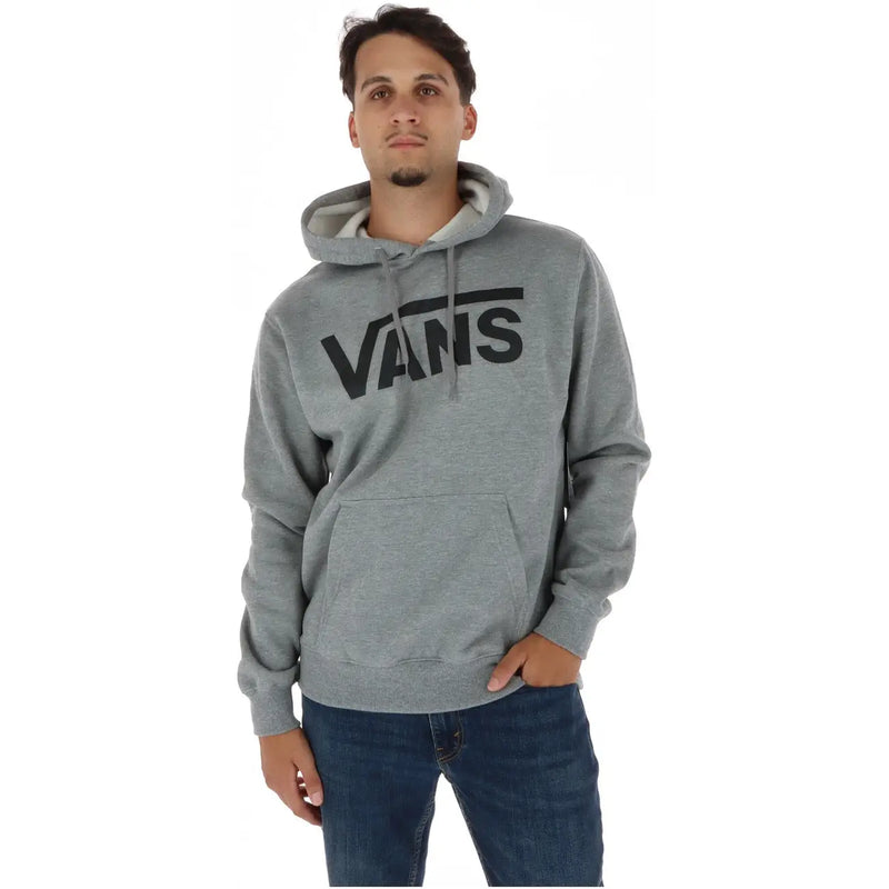 Graues Vans Herren-Sweatshirt aus Baumwollmischung mit schwarzem Logo und Kapuze mit Kordelzug für lässige Anlässe