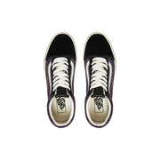 Schwarze und violette Vans Herren-Sneaker aus Leder im Old-Skool-Stil mit weißen Schnürsenkeln und klassischem Canvas-Design