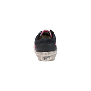 Schwarze Vans Old Skool Herren-Sneaker aus Leder mit rosa Schnürsenkeln mit Blumenmuster und transparenter Gummisohle