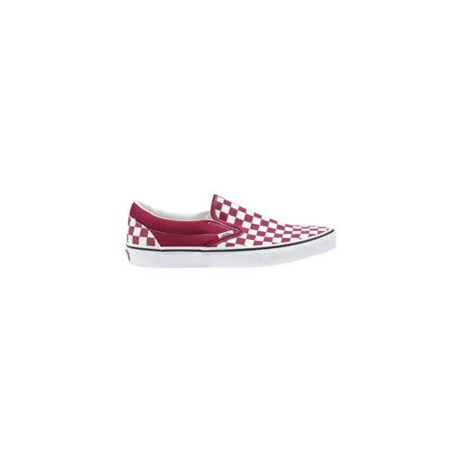 Vans Herren-Mokassins mit bordeauxrot-weiß kariertem Canvas-Obermaterial, Slip-on-Design und Gummisohle