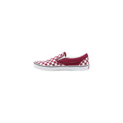 Vans Herren-Mokassins, rot-kariertes Material, bordeauxrot-weißes Canvas-Sneaker zum Hineinschlüpfen mit Gummisohle