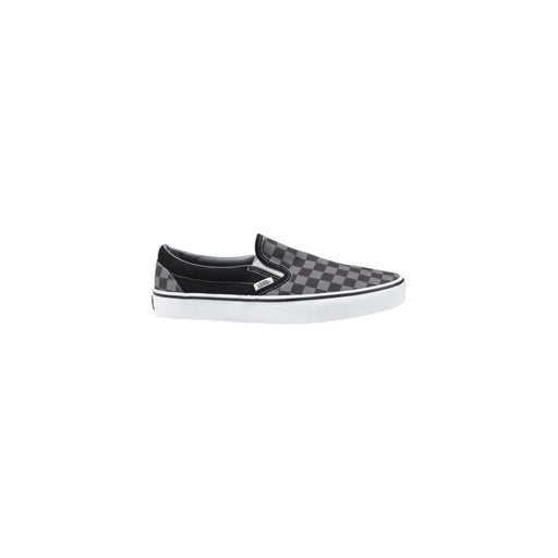 Vans Herren-Sneaker, schwarz, Stoff, Slip-On, klassisch, niedrig top mit schwarz-grauem Schachbrettmuster und weißer Gummisohle