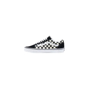 Vans Herren-Sneaker, schwarz, Stoff, Schnürung, niedrig top Schuhe mit schwarz-weiß kariertem Canvas-Obermaterial und Gummisohle