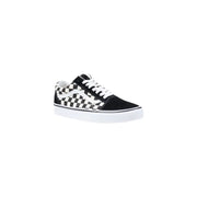 Vans Herren-Sneaker, schwarz, Stoff, Schnürung, niedrig top Schuhe mit schwarz-weiß kariertem Obermaterial aus Wildleder und Canvas.