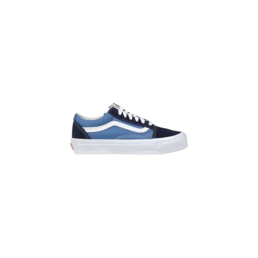 Vans Herren-Sneaker, marineblau und hellblau, Wildleder, Old Skool-Stil, mit weißen Schnürsenkeln, Gummisohle und dem ikonischen Seitenstreifen