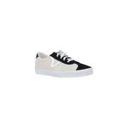 Vans Herren-Sneaker, mehrfarbig, schwarz und cremeweiß, Wildleder, niedrigtop mit weißer Gummisohle und dem ikonischen Vans-Logo an der Seite