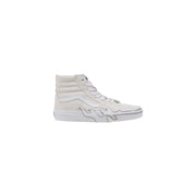 Weiße Vans Sk8-Hi High-Hightop Herren-Sneaker aus Wildleder mit Flammenmuster zum Schnüren – perfekt für Frühling und Sommer.
