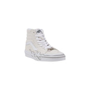 Vans men sneakers white suede high-top sk8-hi with flame design and silver accents for spring summer wear