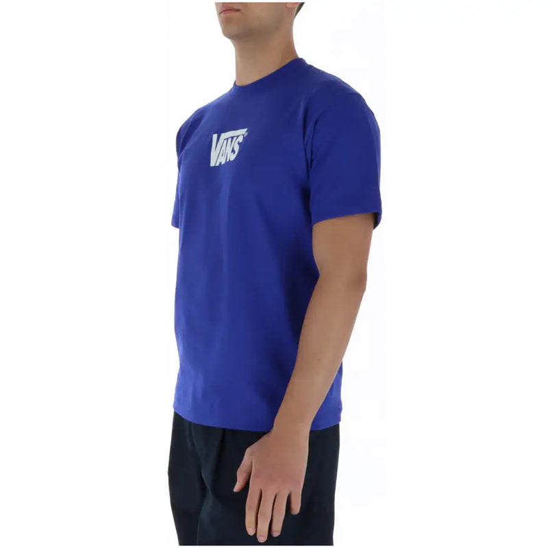 Königsblaues Vans Herren-T-Shirt mit weißem Logo auf der Brust, Rundhalsausschnitt, 100 % Baumwolle, Freizeitkleidung