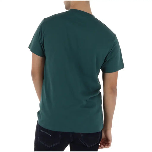 Vans Herren-T-Shirt, grün, Baumwolle, Kurzarm, Rundhalsausschnitt, dunkelgrün mit Aufdruck, geeignet für Freizeitkleidung