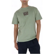 Grünes Vans Herren-T-Shirt mit Rundhalsausschnitt, 100 % Baumwolle, Kurzarm, mit dunkelbraunem Logo auf der Brust