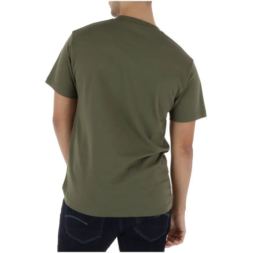 Olivgrünes Vans Herren-T-Shirt mit kurzen Ärmeln und Rundhalsausschnitt aus 100 % Baumwolle für die Freizeit.