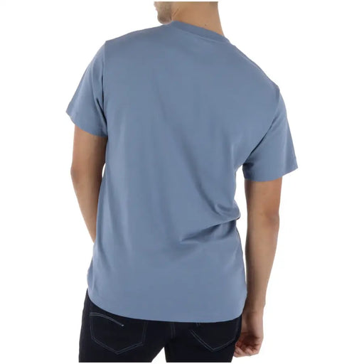 Hellblaues Vans Herren-T-Shirt mit kurzen Ärmeln aus Baumwolle und weichem, blauem Rundhalsausschnitt