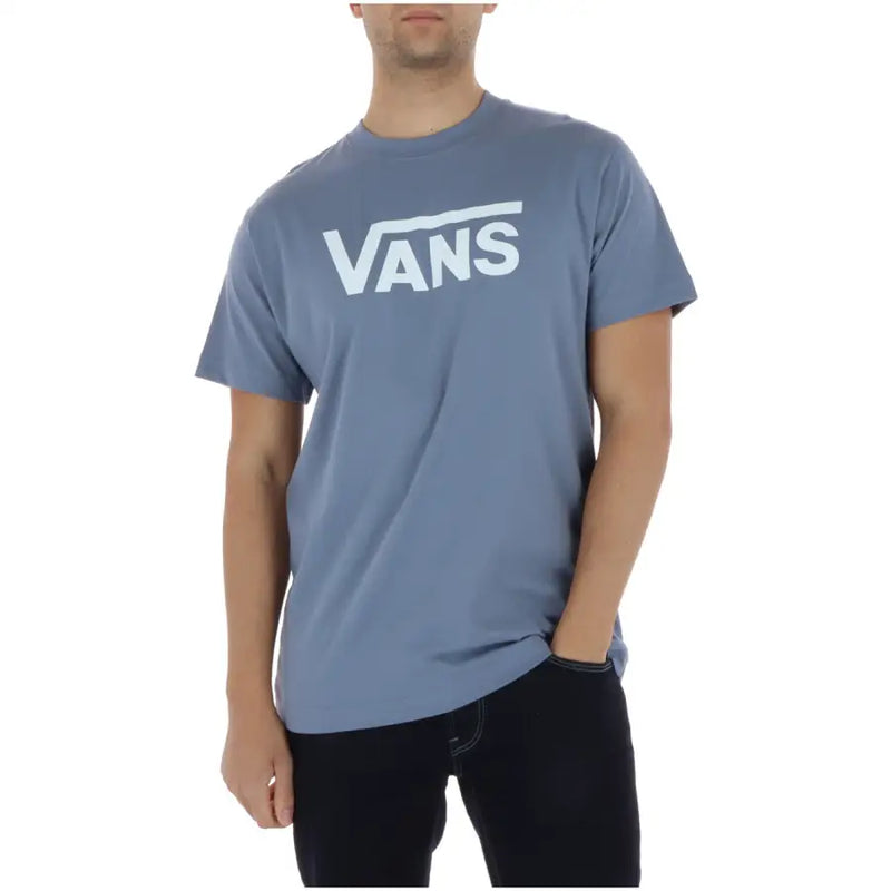 Vans Herren-T-Shirt, hellblau, kurzärmelig, aus Baumwolle mit weißem Logo auf der Vorderseite