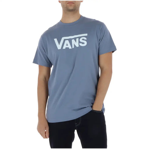 Vans Herren-T-Shirt, hellblau, kurzärmelig, aus Baumwolle mit weißem Logo auf der Vorderseite