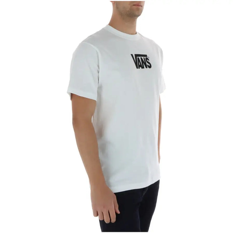 Weißes Vans Herren-T-Shirt aus Baumwolle mit kurzen Ärmeln, Rundhalsausschnitt und schwarzem Logo auf der Brust
