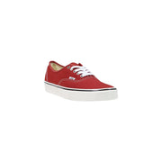 Rote Vans Herren-Sneaker aus rotem Canvas mit weißen Schnürsenkeln und klassischem schwarzen Streifen an der Sohle
