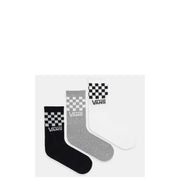 Dreier-Set Vans Herren-Unterwäschesocken in Schwarz, Hellgrau und Weiß mit klassischem Schachbrettmuster und Vans-Logo