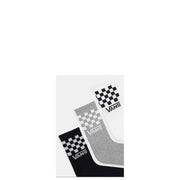 Vans Herren-Unterwäsche, drei Vans-Socken in Schwarz, Grau-Meliert und Weiß mit klassischem Schachbrettmuster und Vans-Logo