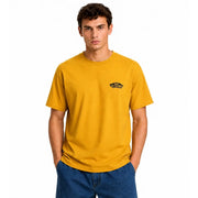 gelbes Vans Herren-T-Shirt aus Baumwolle mit Rundhalsausschnitt und senfgelbem Vans-„Off the Wall“-Logo-Design