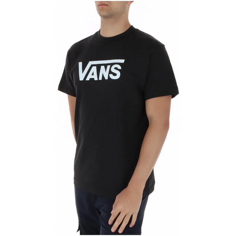 Schwarzes Vans Herren-T-Shirt aus Baumwolle mit weißem Vans-Schriftzug auf der Brust