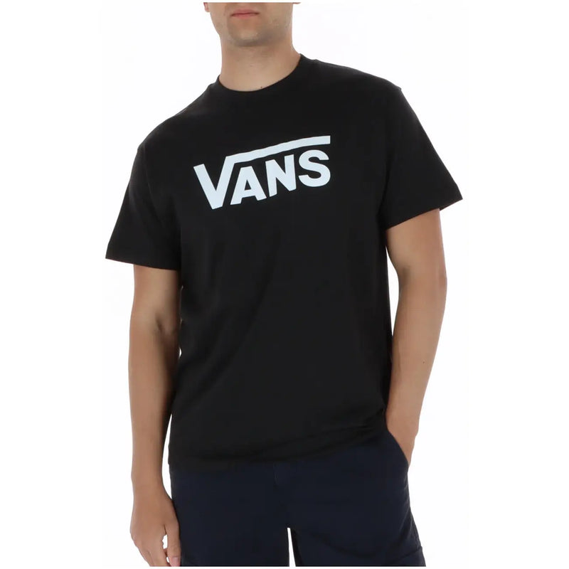 Schwarzes Vans Herren-T-Shirt aus Baumwolle mit auffälligem weißen Logo auf der Brust