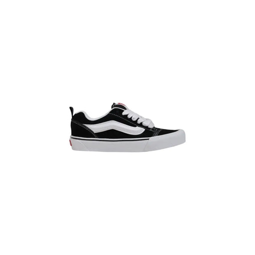 Vans Damen-Sneaker aus Leder, schwarze Schnürschuhe für den Herbst mit klassischem schwarz-weißem Canvas-Obermaterial, Gummisohle und Seitenstreifen