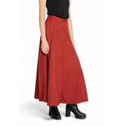 A flowing rust red polyester midi skirt with high waist and pleated front for women fall winter by vero moda