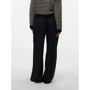 Vero moda Schwarze, weite Damenhose mit Reißverschluss aus glattem Polyester-Viskose-Gemisch mit klarer, gerader Schnittform