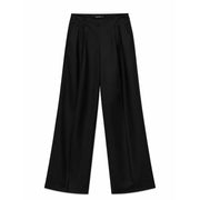 Vero Moda Schwarze Damenhose mit weitem Bein, Reißverschluss, aus Polyester-Viskose, elegantem, tailliertem Design und plissiertem Bund