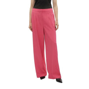 Vero Moda Damen-Polyesterhose in Fuchsia mit weitem Bein, taillierter Passform und dezenten Bundfalten, Größe 30