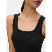Vero Moda Frauenpanzer top schwarzes, ärmelloses Lyocell-Kleid mit eckigem Ausschnitt und glattem, figurbetontem Stoff