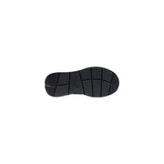 Black rubber sole with textured grid tread pattern on voile blanche women black suede sneakers back side