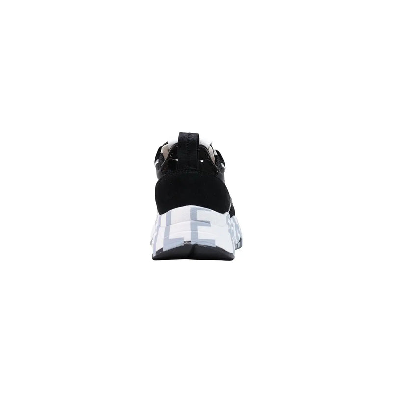 Voile Blanche women black suede chunky sneaker with bold geometric lf logo on translucent midsole