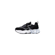Voile Blanche women black suede chunky sneaker with black and white design and silver accents on the side