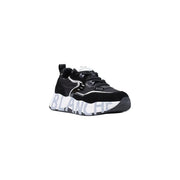 Voile blanche women black suede chunky sneaker with bold blanche lettering on the sole from the back side