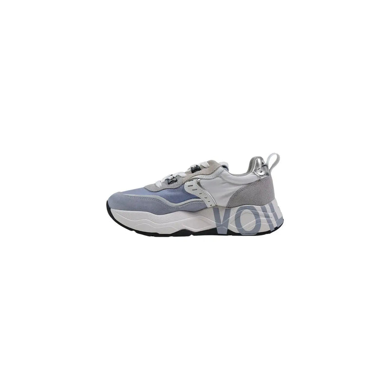 Voile Blanche women grey suede leather chunky sneakers with light blue accents white midsole and black outsole
