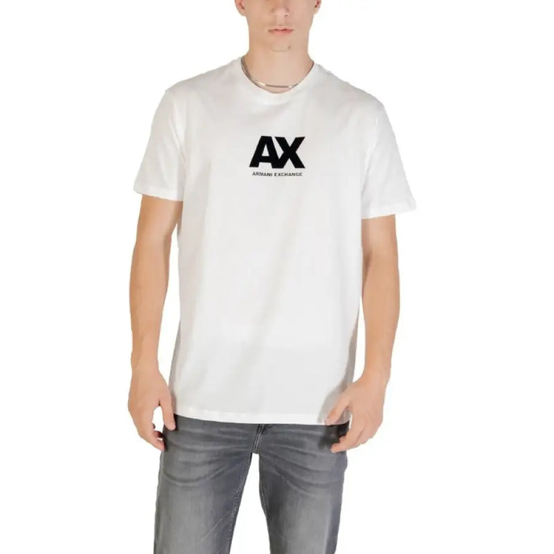 White Armani Exchange T-shirt displayed under Black AX Logo T Shirt product image