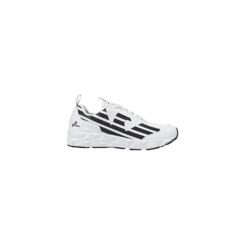 White and black athletic shoe from Black and Beige Geometric Athletic Shoe product