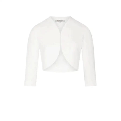 Weiße Bolerojacke ausgestellt mit Morgan De Toi Schwarzer Damen-Cardigan mit 3/4-Ärmeln