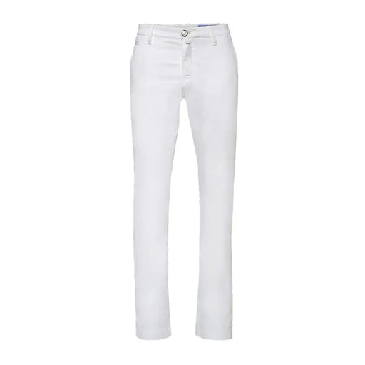 White women’s skinny jeans with button closure displayed on Jacob Cohen Spring Summer trousers product