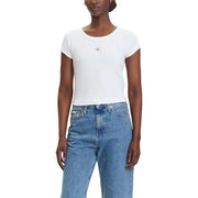 White crew-neck short-sleeve crop top from Calvin Klein Jeans Women Light Blue T shirt