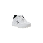 White Guess Women Sneakers with Black Accents, Print, and Laces for stylish footwear