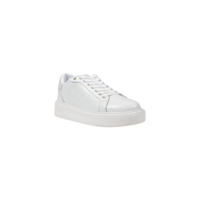 White leather and polyurethane lace-up sneakers with platform sole for women by Liu Jo