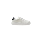 White leather sneaker with black heel accent for stylish casual footwear