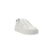 White leather sneaker with black heel accent from White Leather Sneakers collection