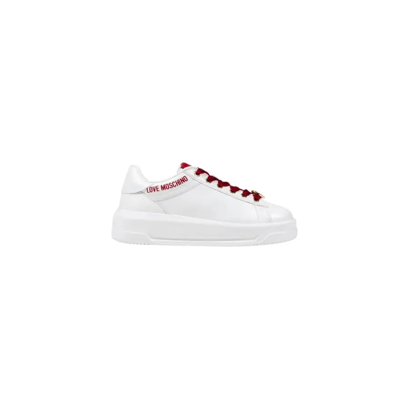 White leather sneakers with red laces from Love Moschino Women for fall winter collection