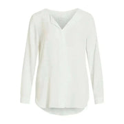 White long-sleeved V-neck blouse from Vila Clothes - Women’s Shirt Collection